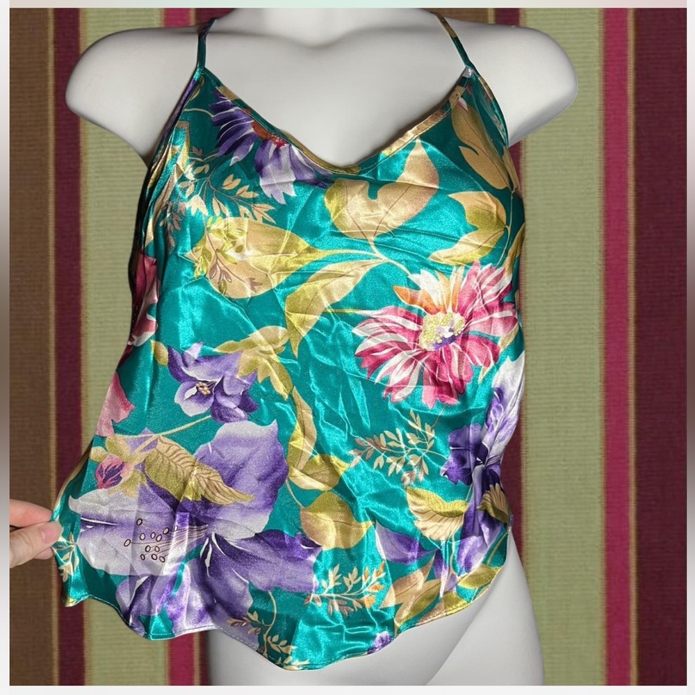 Vibrant Floral Satin Camisole